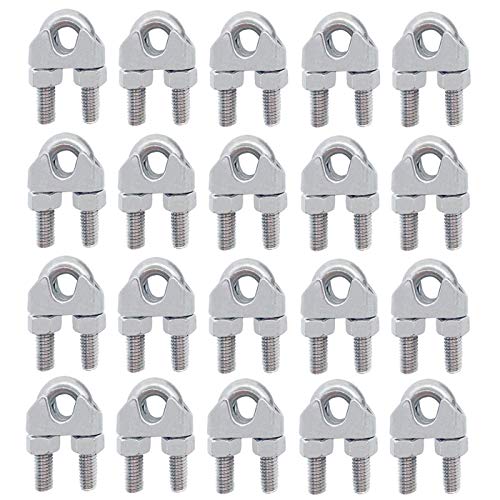 Luckkyme M8 Wire Rope Clamp 304 Stainless Steel 5/16" Wire Rope Cable Clip Clamp (20Pack) - Image 1