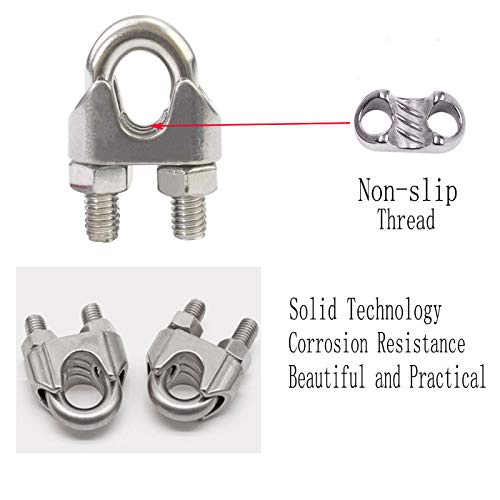 Luckkyme M8 Wire Rope Clamp 304 Stainless Steel 5/16" Wire Rope Cable Clip Clamp (20Pack) - Image 4