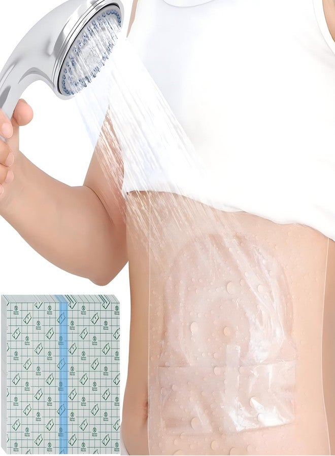 DiaBelt غطاء استحمام للفغر القولوني مقاس 8 بوصات × 8 بوصات [عبوة من 50 قطعة]، واقي استحمام لكيس الفغر القولوني، واقي استحمام للفغر القولوني، ضمادة مقاومة للماء للاستحمام للنساء والرجال - Image 1