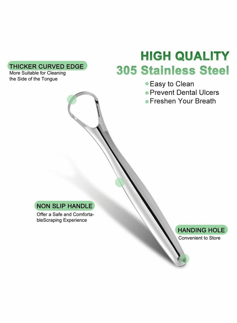 KASTWAVE Tongue Scraper Tongue Cleaner Stainless Steel Tongue Scrapers with Travel Case for Oral Cleaning, Professional Tongue Cleaners for Fresher Breath (3 Shapes Tongue Scrapers) 3 Pieces - Image 4