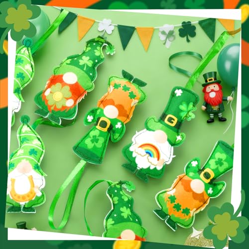 FULAIERGD 12 Pcs St Patrick's Day Gnome Ornaments for Tree,4 Style Felt Saint Patricks Day Tree Decorations Irish Shamrock Gnome Hanging Ornament for Tree Baubles Table Shelf Festival Home Party Decor - Image 5
