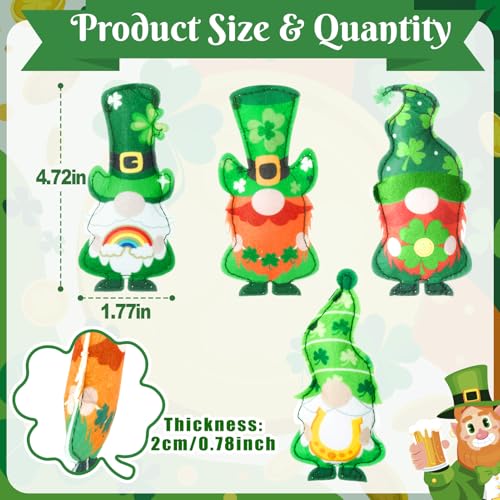FULAIERGD 12 Pcs St Patrick's Day Gnome Ornaments for Tree,4 Style Felt Saint Patricks Day Tree Decorations Irish Shamrock Gnome Hanging Ornament for Tree Baubles Table Shelf Festival Home Party Decor - Image 2