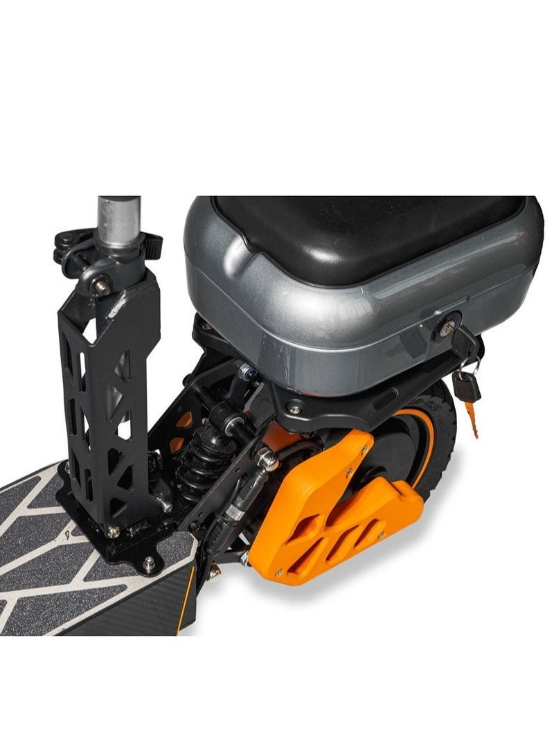 Crony M4 Max 2400W Dual Motor E-Scooter for Adults, Max Speed 80KM/H, 48V 20Ah High-Capacity Battery, 10” Off-Road Fat Tires, Dual Suspension, Hydraulic Disc Brakes, Brushless Motor, Foldable Heavy-Duty Aluminum Frame, Shock Absorbing, Bluetooth LCD Display, Smart App Control, Waterproof IPX7, Rear Luggage Box, Mobile Holder, With Seat, Rugged Terrain-Ready, Ultra-Fast Electric Scooter, Long Range 50KM, Hill-Climbing, Powerful Urban Mobility E-Bike for Last-Mile Commuting - Image 3