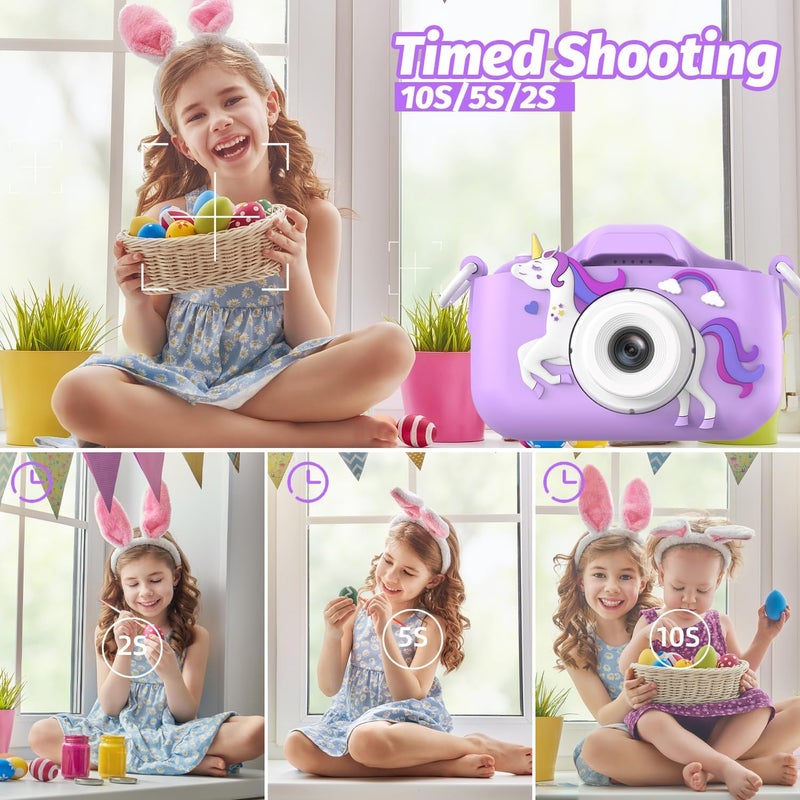 Mgaolo Kids Camera Toys for 3-12 Years Old Boys Girls Children,Portable Child Digital Video Camera with Silicone Cover, Christmas Birthday Gifts for Toddler Age 3 4 5 6 7 8 9 (Purple) - Image 4