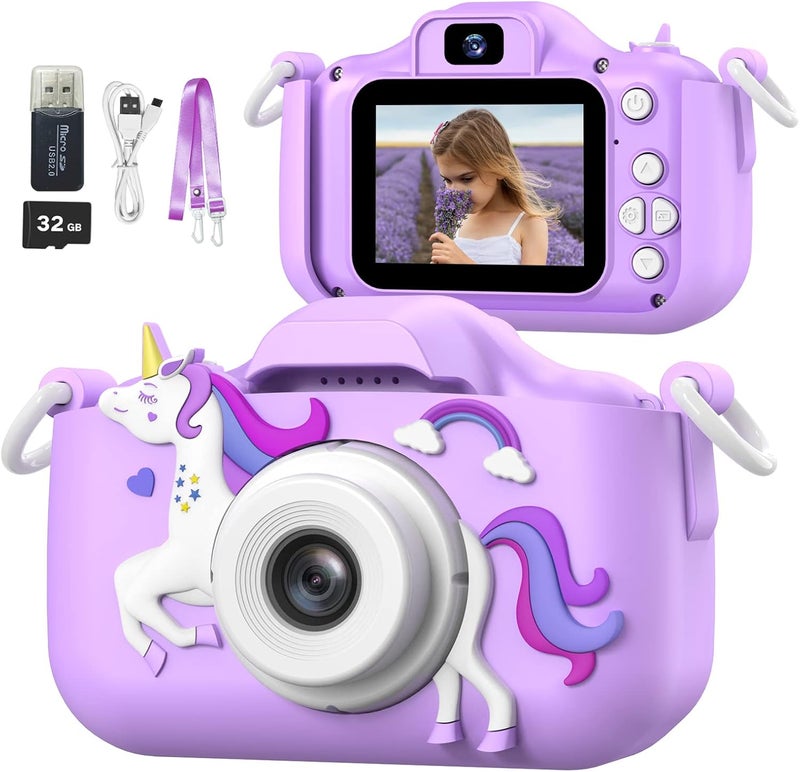 Mgaolo Kids Camera Toys for 3-12 Years Old Boys Girls Children,Portable Child Digital Video Camera with Silicone Cover, Christmas Birthday Gifts for Toddler Age 3 4 5 6 7 8 9 (Purple) - Image 1