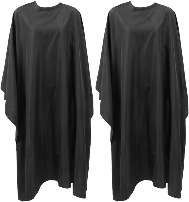 2pcs Waterproof Haircut Capes Black Breathable Hairdressing Shawls Salon Hair Trimming Aprons for Professional Barber and Hair Styling Use - Image 1