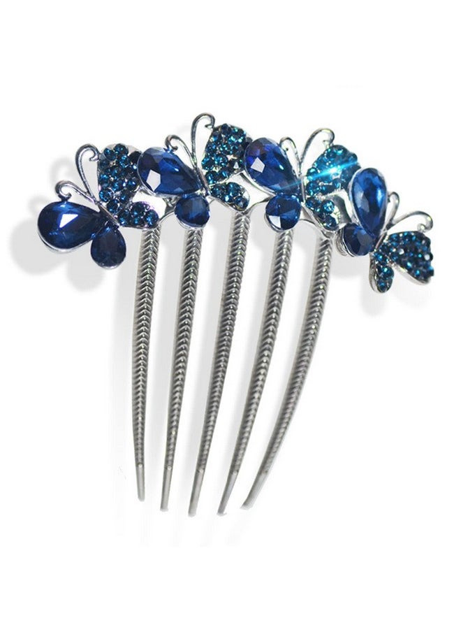 Sankuwen Sankuwen Flower Rhinestones Hair Combs Accessories,Perfect Mother's Day Gifts,Brithday gifts(Style B,Deep Blue)  - Image 1