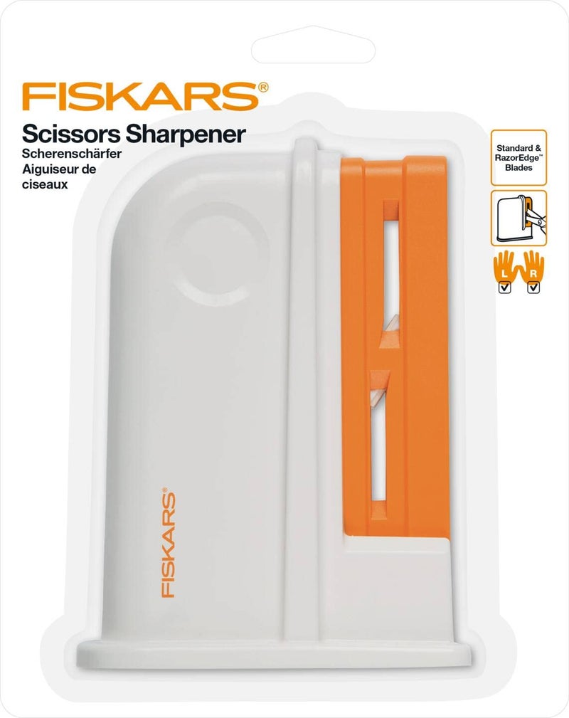 Fiskars Universal Scissor Sharpener, for Right- and Left-Handed PeopleScissorsn, Ceramic Grinding Heads/Plastic casing, White/Orange, 1020499 - Image 5
