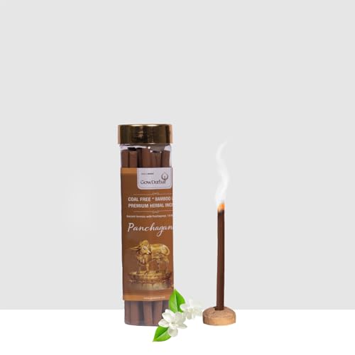 GOW DURBAR GowDurbar Bamboo-Less Panchagandha Rejuvenating Agarbatti 75g (Pack of 2) | Organic Incense Sticks | Five-Note Aroma – Amber, Musk, Flora, Sandal & Loban | for Pooja, Yoga & Meditation - Image 1