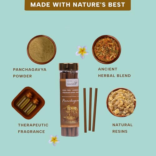 GOW DURBAR GowDurbar Bamboo-Less Panchagandha Rejuvenating Agarbatti 75g (Pack of 2) | Organic Incense Sticks | Five-Note Aroma – Amber, Musk, Flora, Sandal & Loban | for Pooja, Yoga & Meditation - Image 4