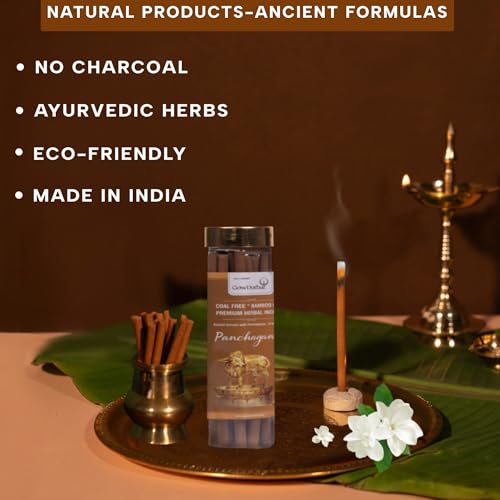 GOW DURBAR GowDurbar Bamboo-Less Panchagandha Rejuvenating Agarbatti 75g (Pack of 2) | Organic Incense Sticks | Five-Note Aroma – Amber, Musk, Flora, Sandal & Loban | for Pooja, Yoga & Meditation - Image 2