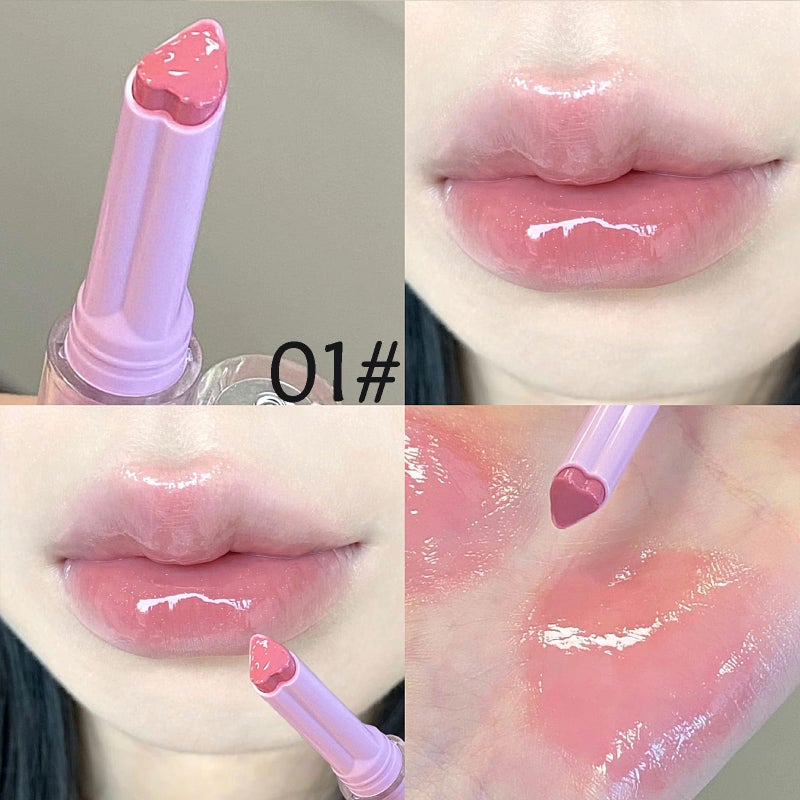 LuckNest 3 Colors Jelly Lipstick Gift Set, Tinted Heart Shape Lip Stain Lip Gloss, Mirror Hydrating Jelly Love Lipstick, Moisturizing Tinted Lip Balm, Vivid Color Glossy Lip Makeup for Girls (A) - Image 3