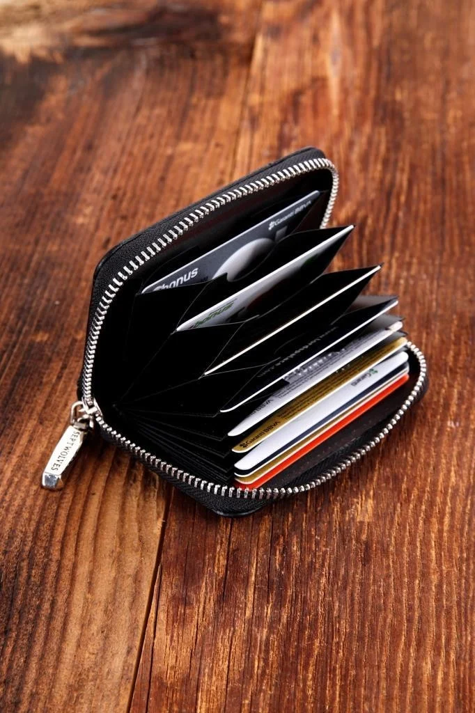 Septwolves Quality Black Leather 10LU Card Holder