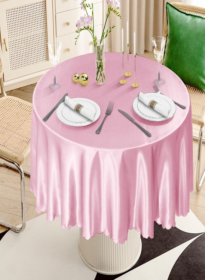 Cobedzy 1 Pack 60 Inch Round Satin Tablecloth Pink Satin Table Cover, Overlay Silky Tablecloth Dining Table Cloths for Wedding, Party, Banquet, Events, Reception, Dinner - Image 4
