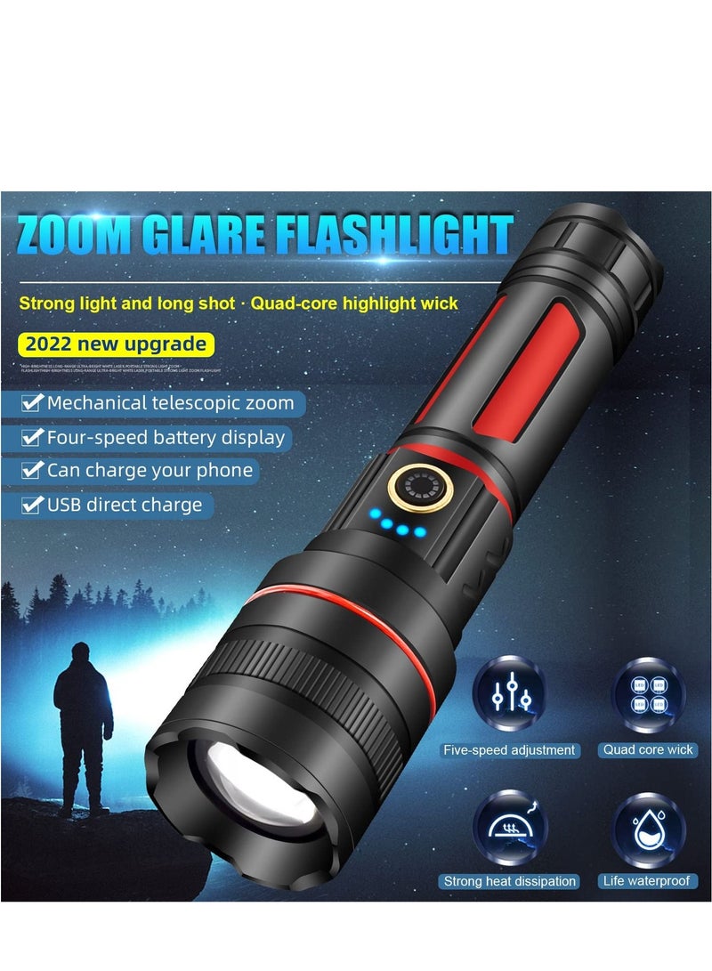 Arabest Rechargeable LED Flashlights High Lumens, 120000 Lumens Super Bright Flashlight, 5 Modes Zoomable IP68 Waterproof Tactical Flashlights for Emergencies Camping Gift - Image 2