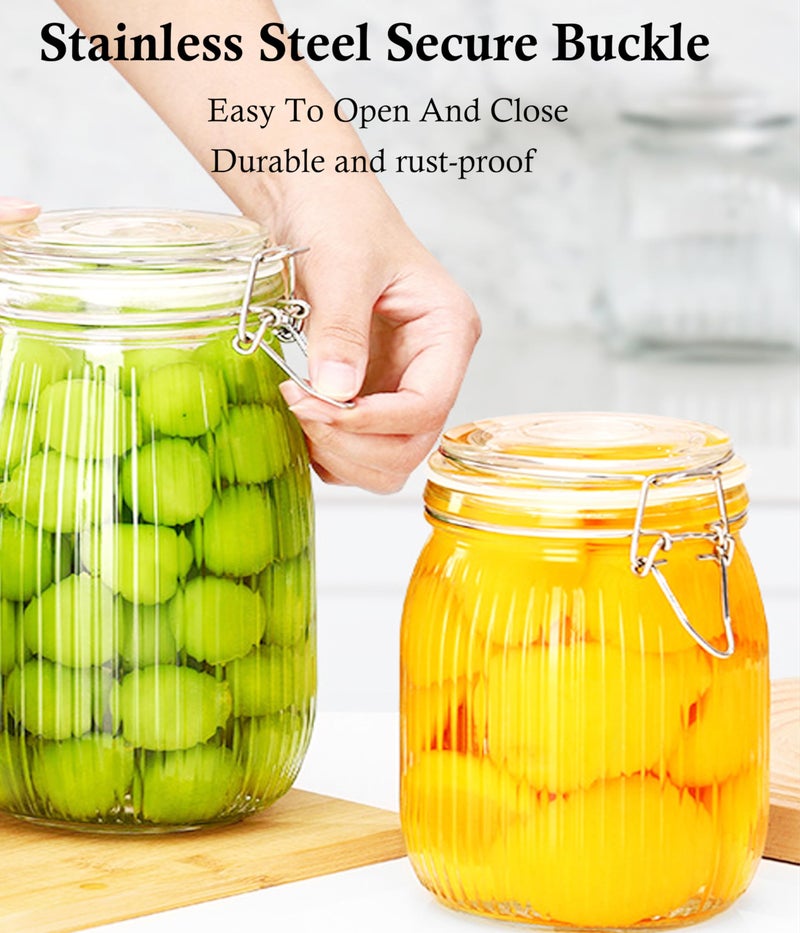 GMEPOCH 24 OZ Glass Jars With Clamp Lids Airtight Wide Mouth Storage Jars Sealed Canisters Food Containers For Kitchen Pantry Fruit Refrigerator Sugar Nuts Preserves Tea Coffee Beans 2 Set - Image 4