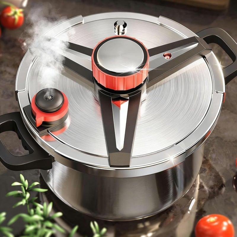 ZILODE 18/8 Stainless Steel Pressure Cooker 10 QT, [Save 70% Cooking Time] Olla De Presion with Food-Grade Body [One Hand Operation] Rotating Lock/Unlocking Lid System, Steam Rack Included - Image 1