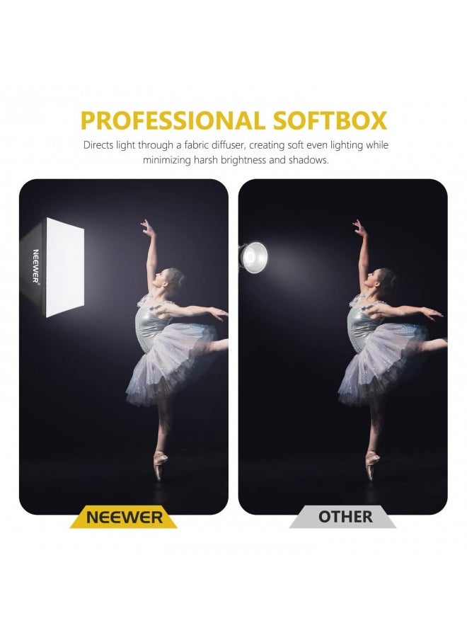 Neewer - Neewer 700W Equivalent Softbox Lighting Kit, 2Pack Ul Certified 5700K Led Lighting Bulbs, 24X24 Inches Softboxes With E26 Socket, Photography Continuous Lighting Kit Photo Studio Equipment - Image 1