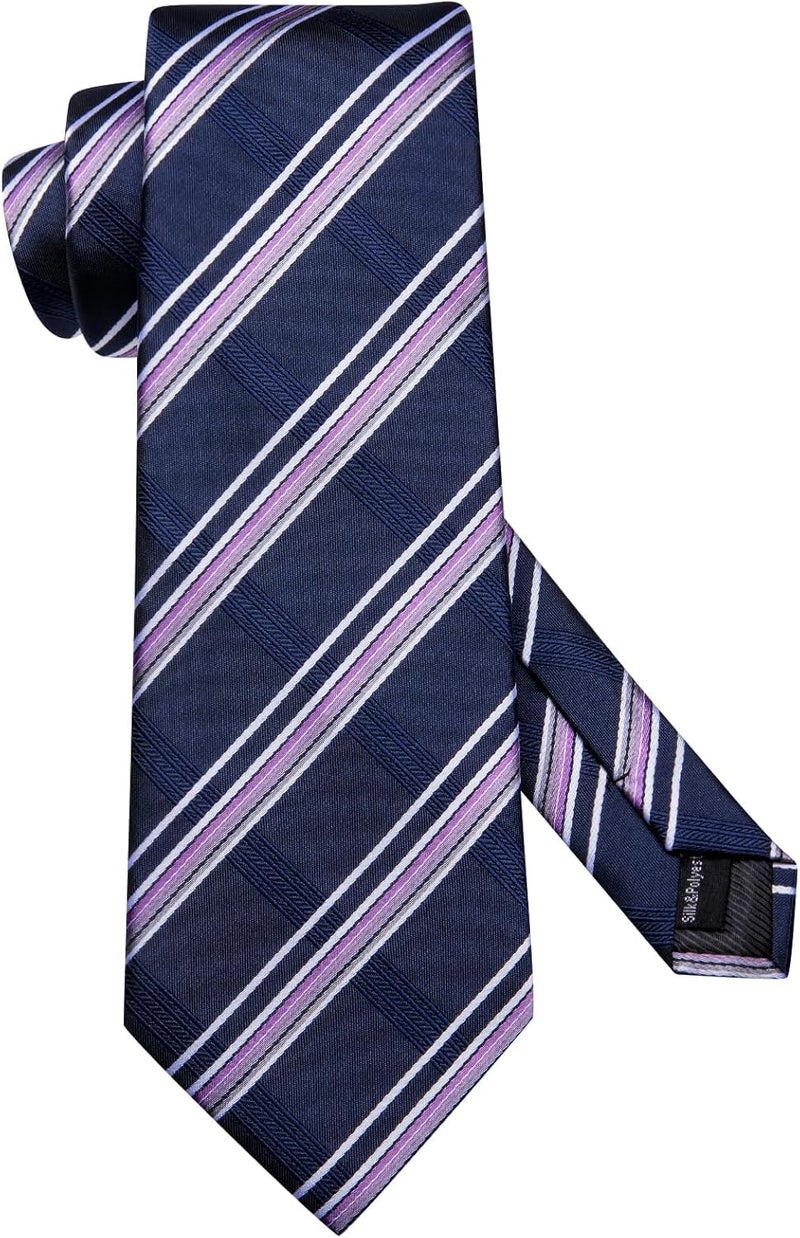 Dubulle Mens Paisley Floral Silk Tie for Men Striped Necktie and Pocket Square Cufflinks Set Wedding Business - Image 4