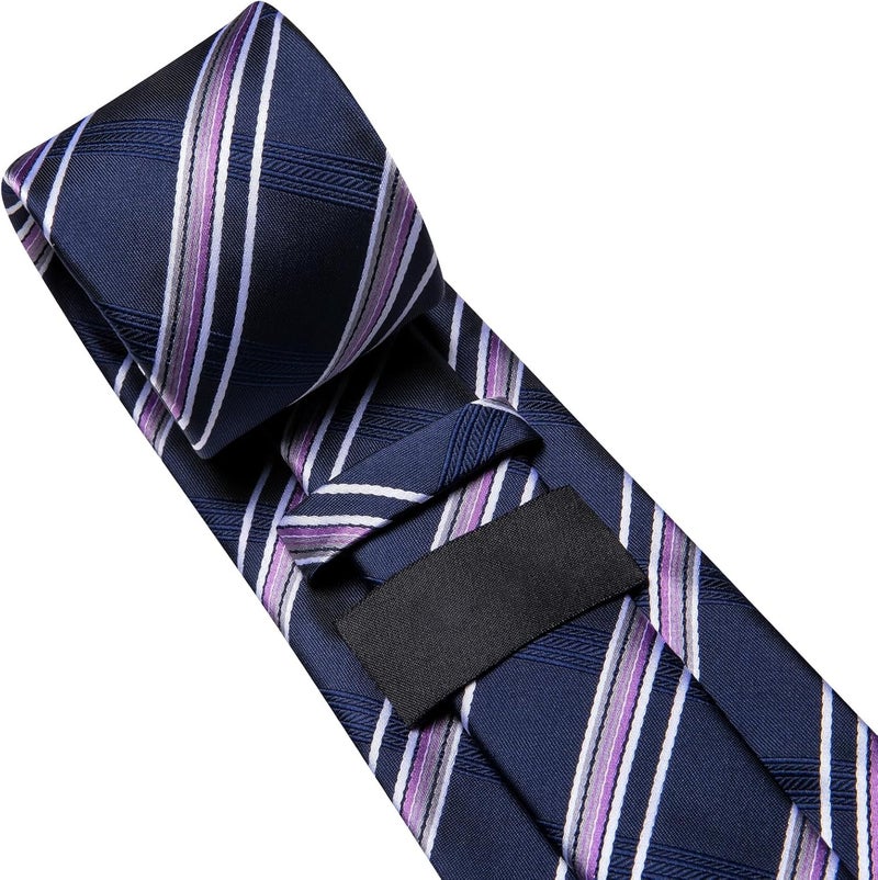Dubulle Mens Paisley Floral Silk Tie for Men Striped Necktie and Pocket Square Cufflinks Set Wedding Business - Image 5