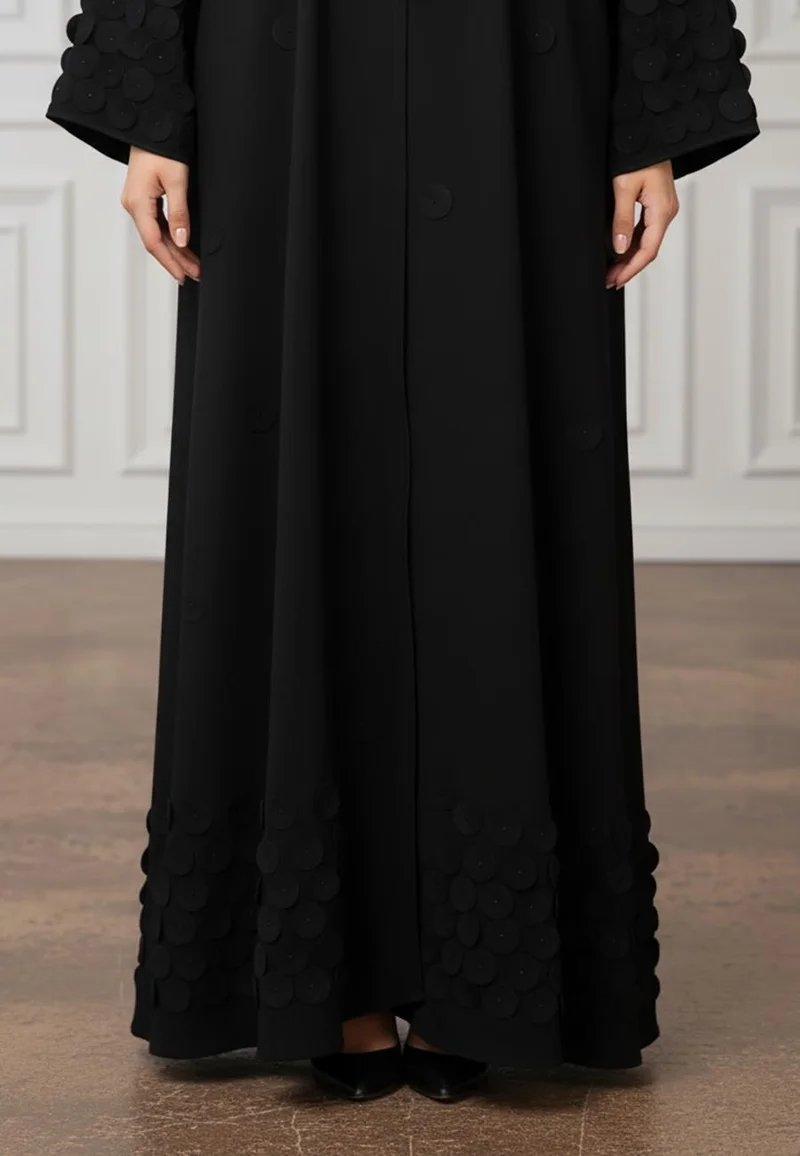 Nukhbaa Raised Circle Textured Abaya | Nida Fabric-927