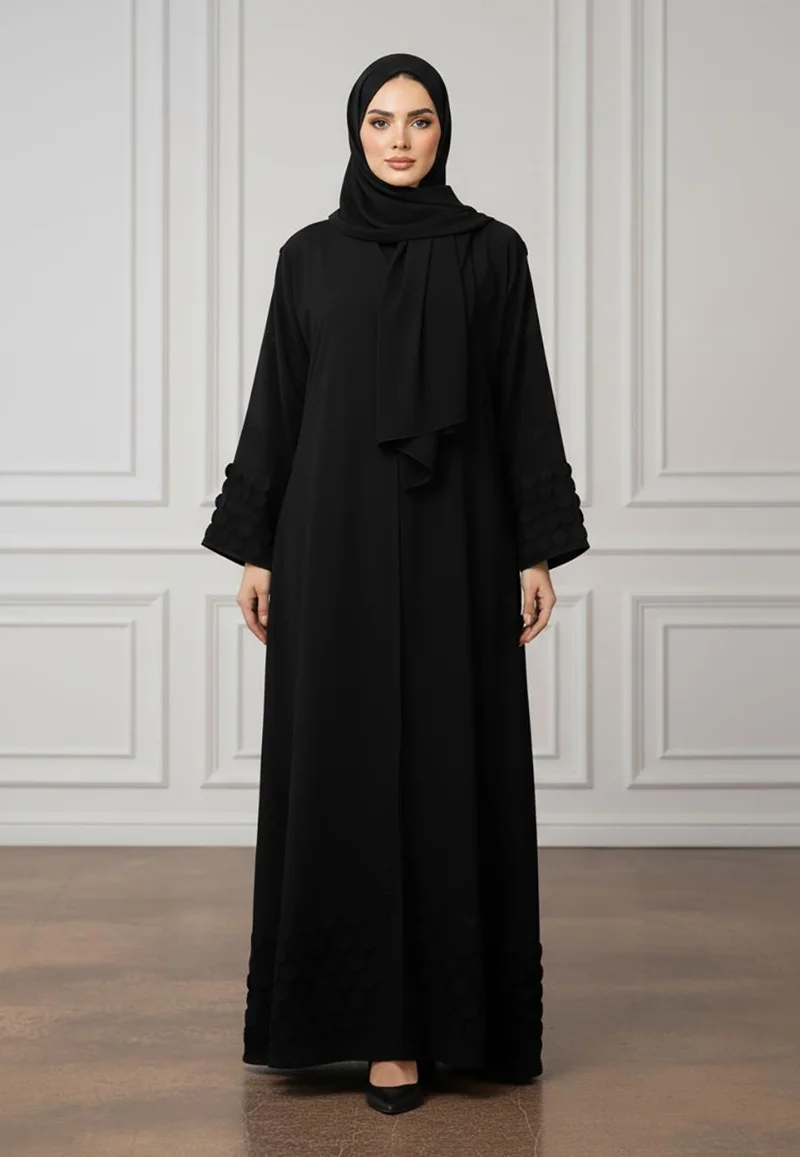 Nukhbaa Raised Circle Textured Abaya | Nida Fabric-927