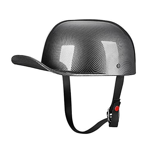 Woljay Vintage Open Face Motorcycle Helmet Retro Baseball Cap Half Helmets Men Women for Scooter Moped Cap Street Cruiser Jet DOT Certified Large Gloss Carbon Fiber - Image 1