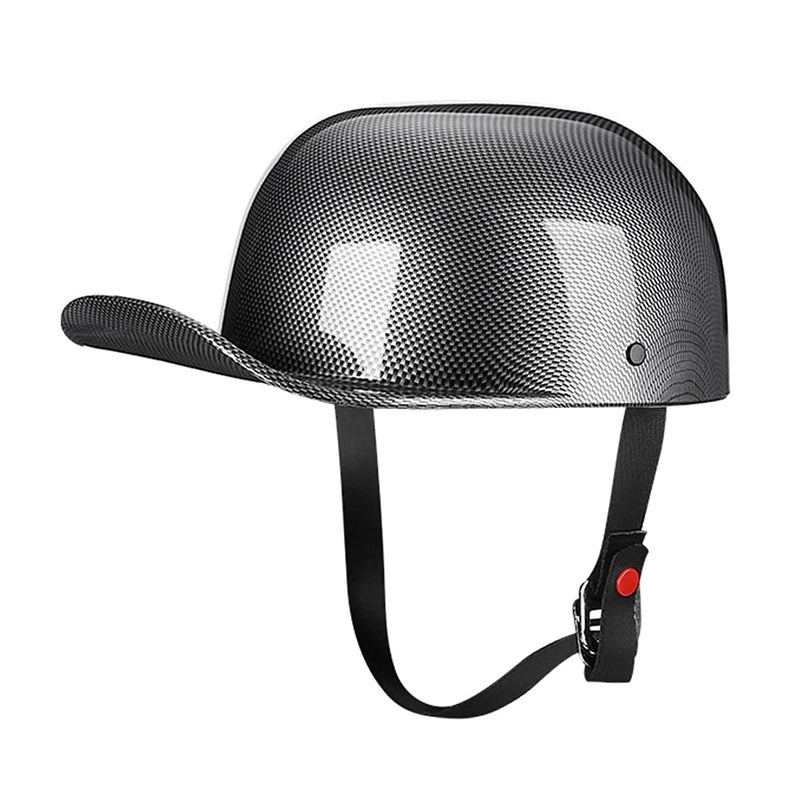 Woljay Vintage Open Face Motorcycle Helmet Retro Baseball Cap Half Helmets Men Women for Scooter Moped Cap Street Cruiser Jet DOT Certified Large Gloss Carbon Fiber - Image 2