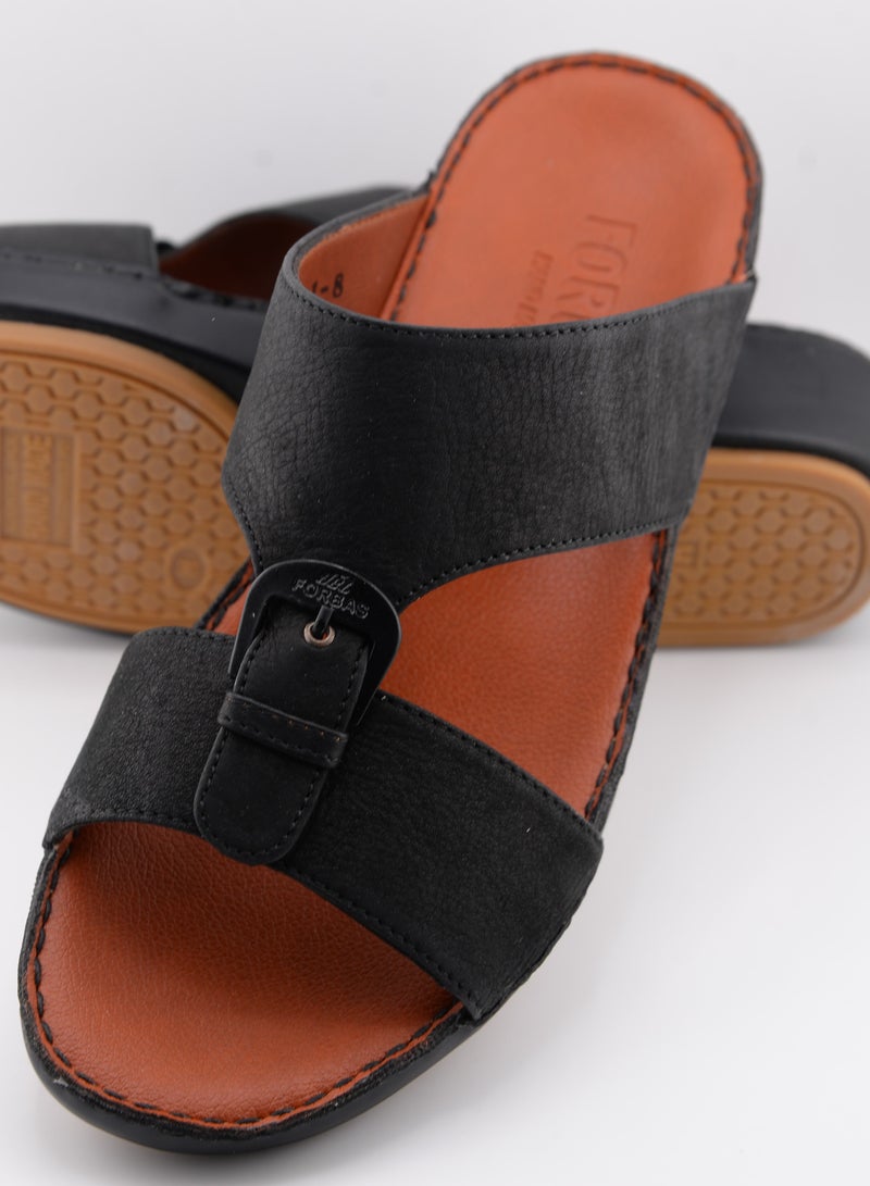 النهام نعال النهام للرجال | شبشب يومي | نعال رجالي عربي من الجلد الطبيعي بالكامل، مفتوح من الأمام ومُزين بمشبك | نعل داخلي بني | صنادل عربية خارجية | مريح وخفيف الوزن - Image 3