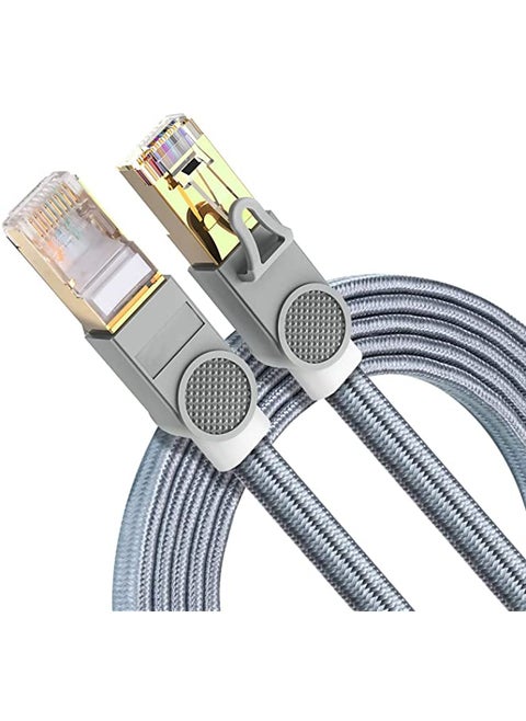 CAT8 Ethernet Cable 【1 Year Hassle-Free Warranty】DanYee Nylon Braided High Speed LAN Network Patch Cable 40Gbps 2000Mhz S/FTP LAN Wires [Fluke Certified] CAT8 RJ45 Ethernet Cable (0.5M-2PACKS, Gray)