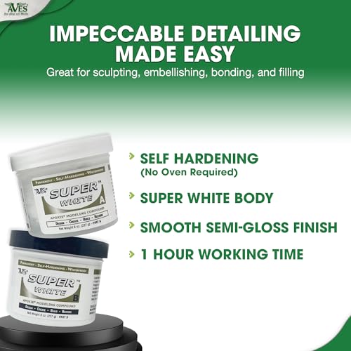 Aves Apoxie Sculpt Super White - 2 Part Modeling Compound (A & B) - 1 Pound, Apoxie Sculpt for Sculpting, Modeling, Filling, Repairing, Easy to Use Self Hardening Modeling Compound - Image 5