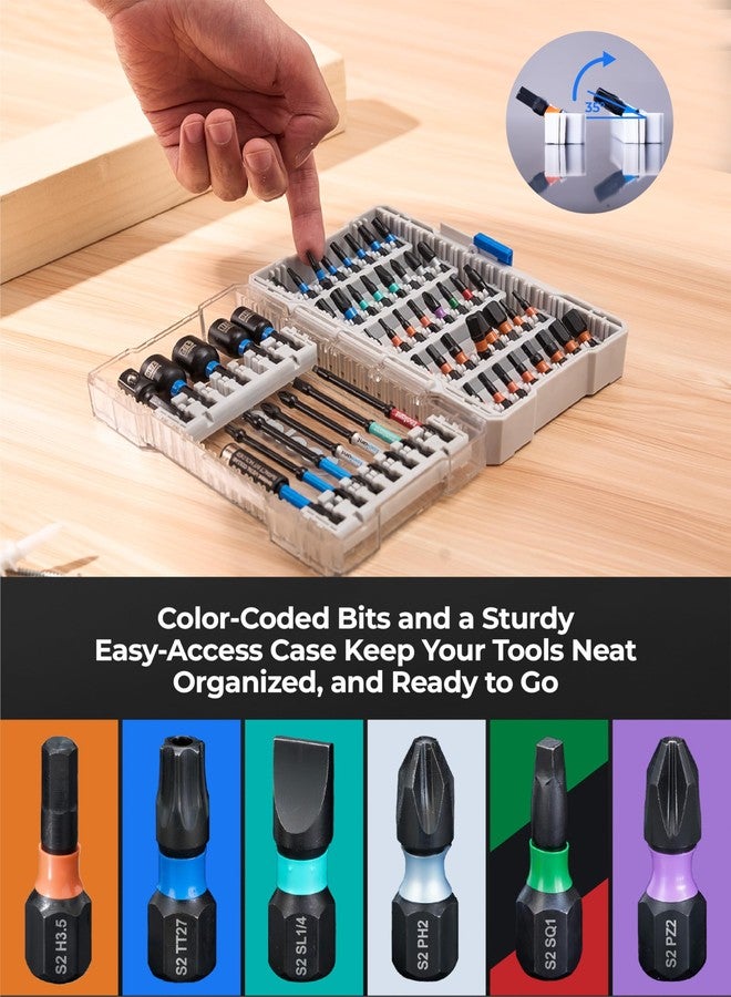 toolant Impact Driver Bit Set - The Gift For Familiy: 52-Piece S2 Steel Screwdriver Bit Set with Hex, Torx, Phillips, Slotted, Square Bits and Nut Driver in a Stylish Case - Image 5
