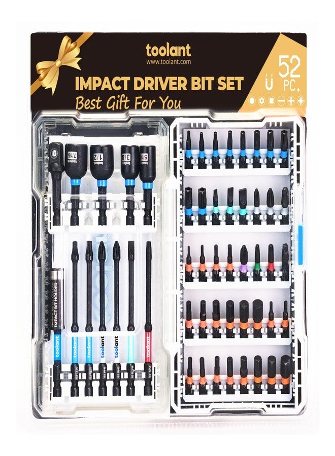 toolant Impact Driver Bit Set - The Gift For Familiy: 52-Piece S2 Steel Screwdriver Bit Set with Hex, Torx, Phillips, Slotted, Square Bits and Nut Driver in a Stylish Case - Image 1