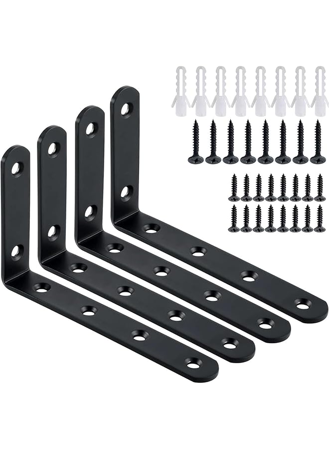 The Bros The Bros Floating Shelf Brackets, 4 PCS Heavy Duty L Bracket for Shelves Brackets, 90 Degree Right Angle Bracket, Strong and Sturdy L Brackets with Screws, Suitable for Acrylic Wood Board Support  - Image 1