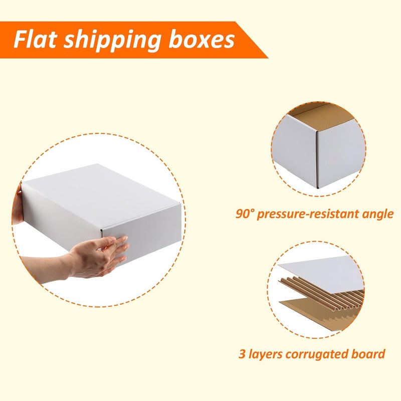 HORLIMER 12x9x4 inches Shipping Boxes Set of 20, White Corrugated Cardboard Box Literature Mailer - Image 3