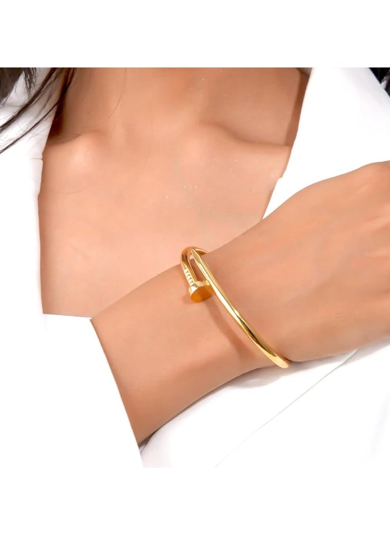 Fayrouz Jewellery - Modern bracelet - 18K 316L stainless steel - elegant open nail design - Image 1