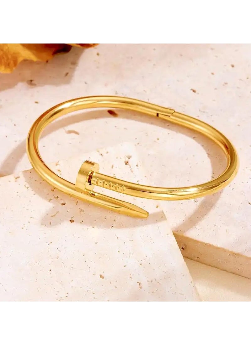 Fayrouz Jewellery - Modern bracelet - 18K 316L stainless steel - elegant open nail design - Image 1