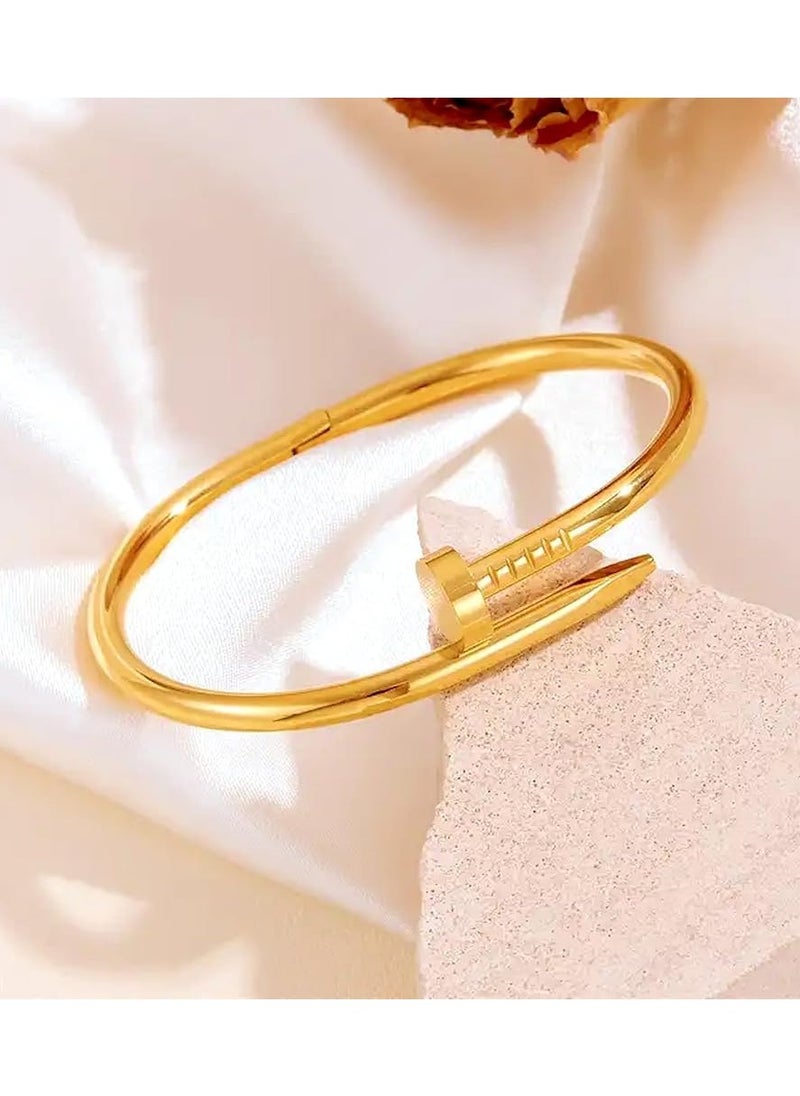 Fayrouz Jewellery - Modern bracelet - 18K 316L stainless steel - elegant open nail design - Image 1