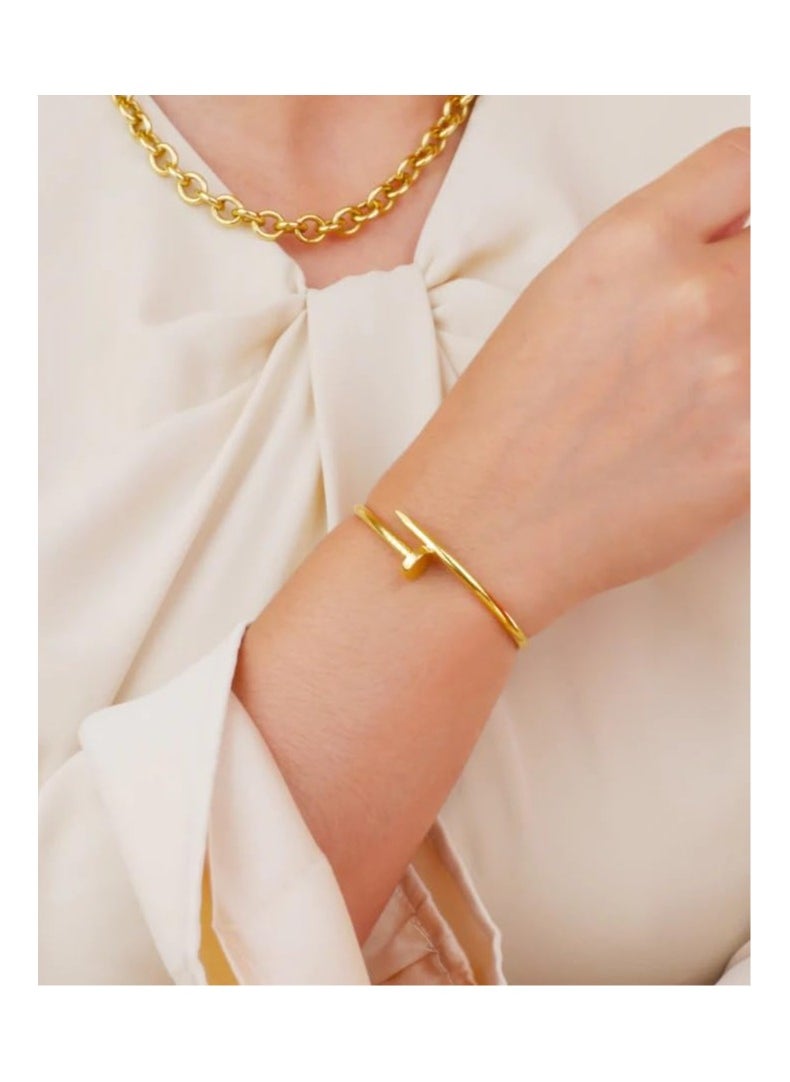 Fayrouz Jewellery - Modern bracelet - 18K 316L stainless steel - elegant open nail design - Image 1