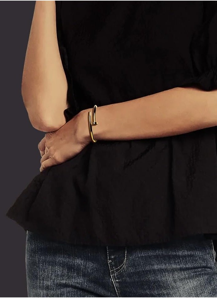 Fayrouz Jewellery - Modern bracelet - 18K 316L stainless steel - elegant open nail design - Image 1