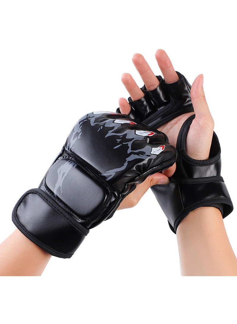 MMA Gloves Fingerless Boxing Gloves for Men, Women, and Teens, UFC Grappling, Krav Maga, Kickboxing Gloves for Training, Punching Bag, Muay Thai, Martial Arts, Hitting Mitts - Image 1