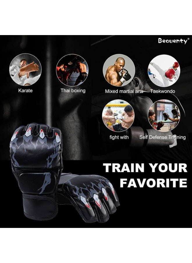 MMA Gloves Fingerless Boxing Gloves for Men, Women, and Teens, UFC Grappling, Krav Maga, Kickboxing Gloves for Training, Punching Bag, Muay Thai, Martial Arts, Hitting Mitts - Image 3