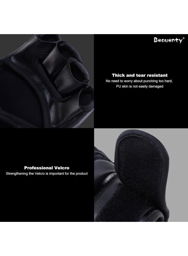 MMA Gloves Fingerless Boxing Gloves for Men, Women, and Teens, UFC Grappling, Krav Maga, Kickboxing Gloves for Training, Punching Bag, Muay Thai, Martial Arts, Hitting Mitts - Image 4