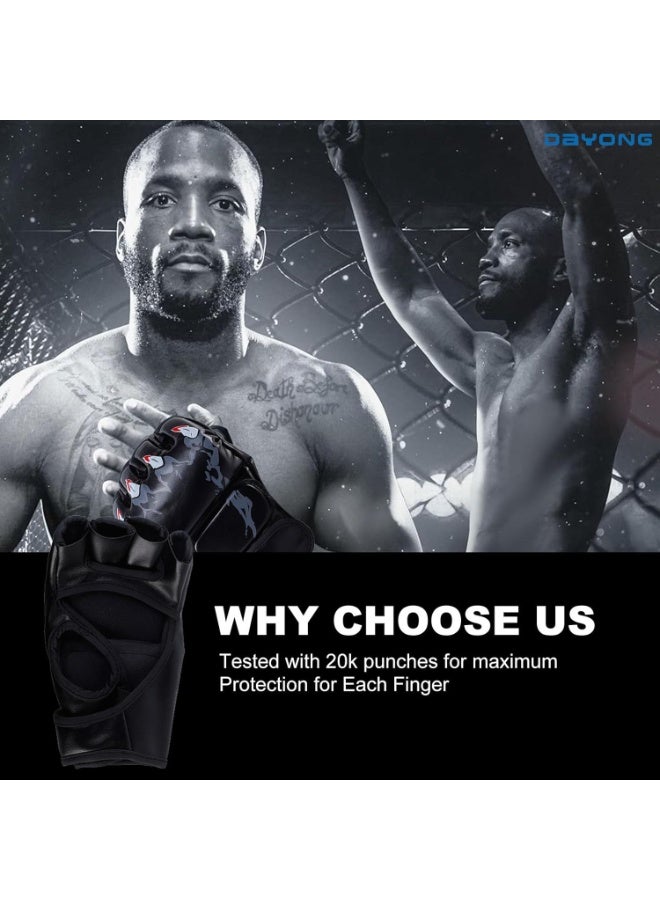 MMA Gloves Fingerless Boxing Gloves for Men, Women, and Teens, UFC Grappling, Krav Maga, Kickboxing Gloves for Training, Punching Bag, Muay Thai, Martial Arts, Hitting Mitts - Image 5