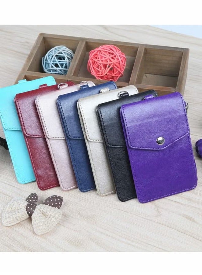 Badge Holder with Zipper PU Leather ID Card Wallet 1 Clear Window and 3 Slots Secure Cover Nylon Lanyard for Office School ID, Credit Cards, Driver Licence (Gold) - Image 5