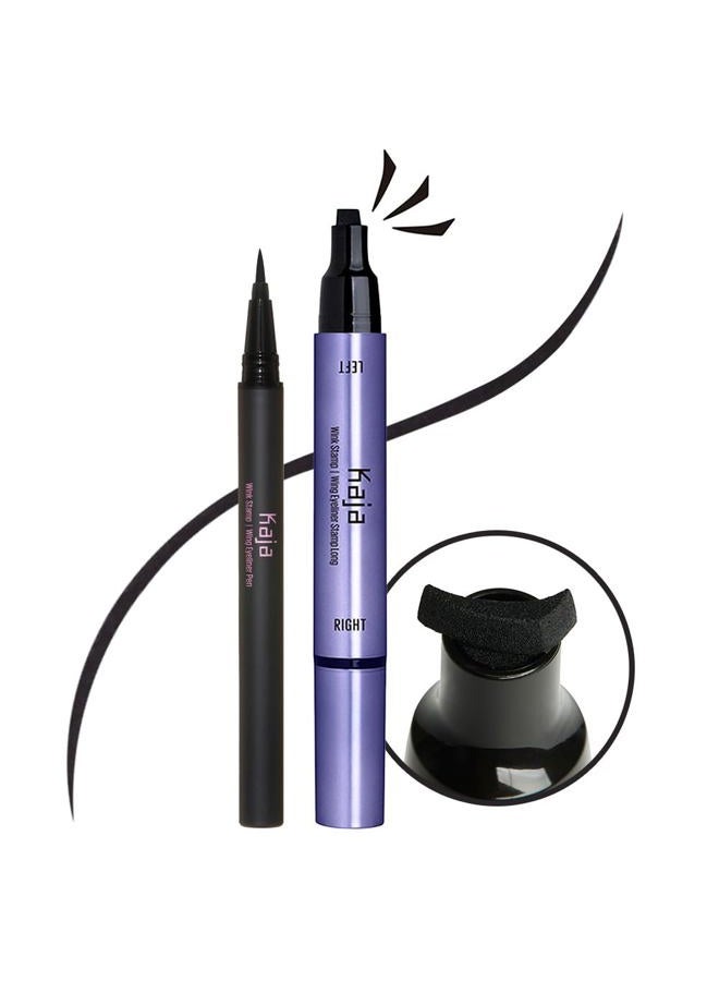 KAJA Winged Eyeliner Set - Wink Stamp & Original Eyeliner with Avocado Extract, Double-Ended Wing, Smudge-Proof, Waterproof, Matte Finish, Long Lasting - Image 1