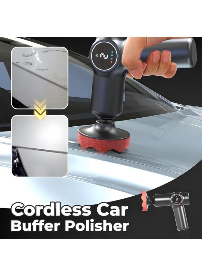 WALALLA Cordless Car Buffer Polisher, Portable 2-Speed Polishing Machine with Digital Display, Rechargeable Handheld Detailing Tool with Polishing Pads and USB Charging Cable for Cars, Motorcycles, Metal, Glass and Furniture - Image 2