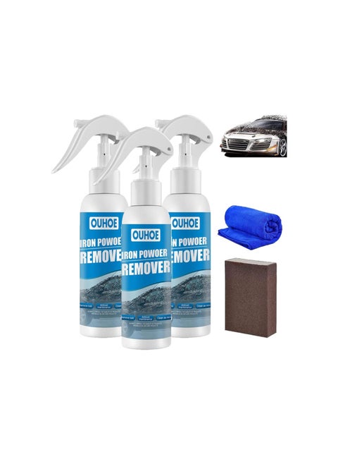 OUHOE Iron Powder Remover, Car Rust Removal Spray, RustOut Instant Remover Spray, Iron Powder Remover for Car (100ml, 3pcs)