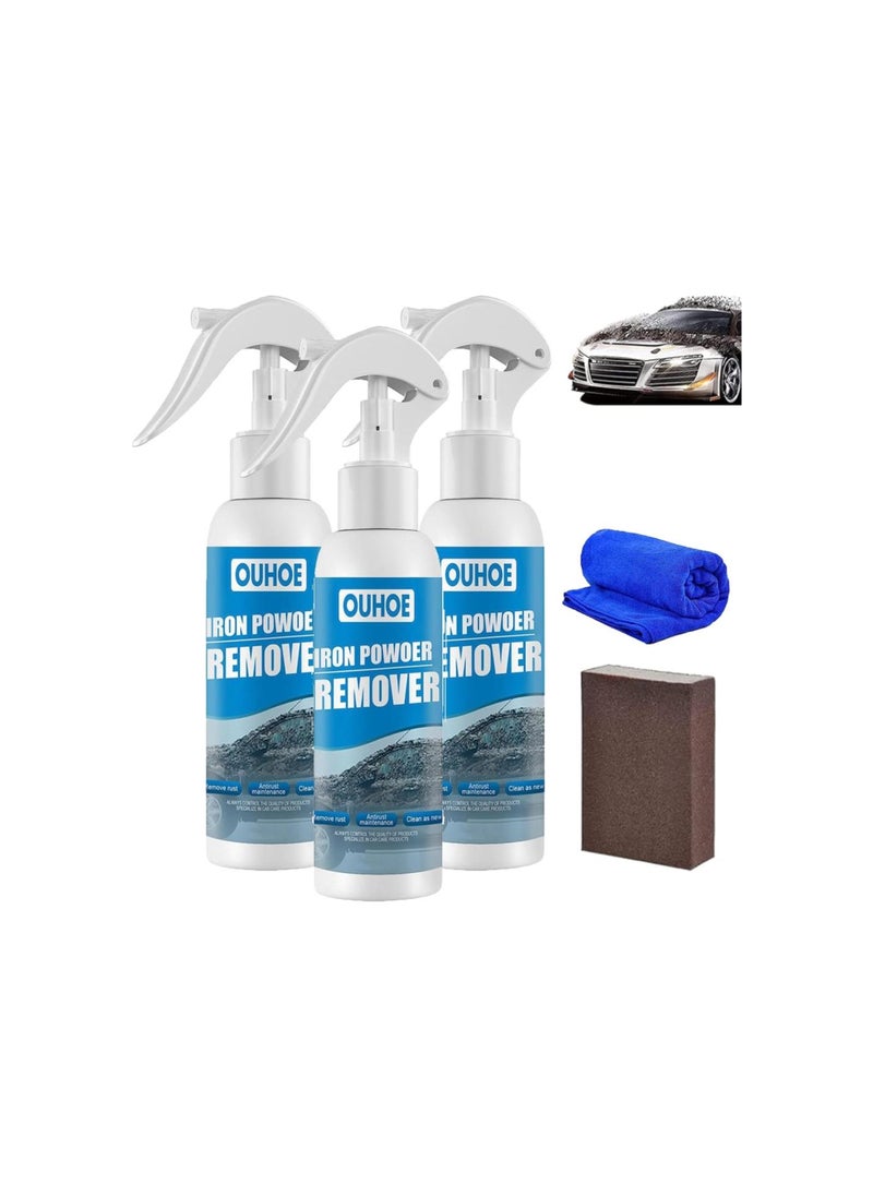 OUHOE Iron Powder Remover, Car Rust Removal Spray, RustOut Instant Remover Spray, Iron Powder Remover for Car (100ml, 3pcs)