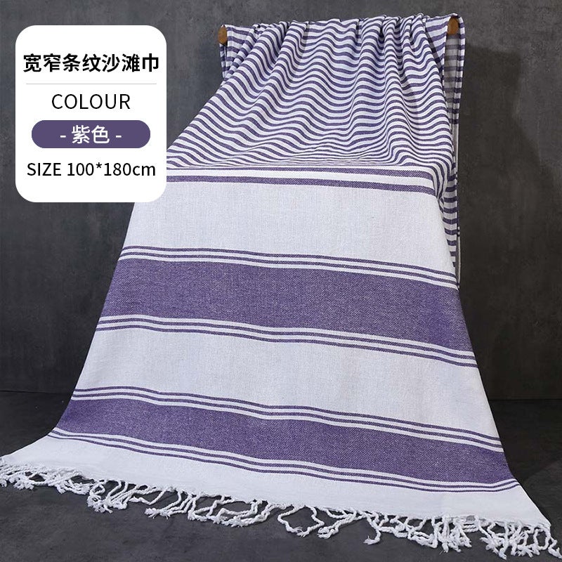 Cross-Border Wholesale European and American Thin Tassel Bath Towels, Thickened and Absorbent, Outdoor Sun Protection Bathing Turkish Beach  Towels - Image 1